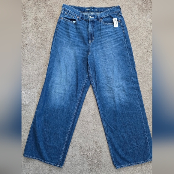 NWT Old Navy Women's High Rise Baggy Wide Leg Drapey Denim Jeans 12 Tall - Picture 6 of 7